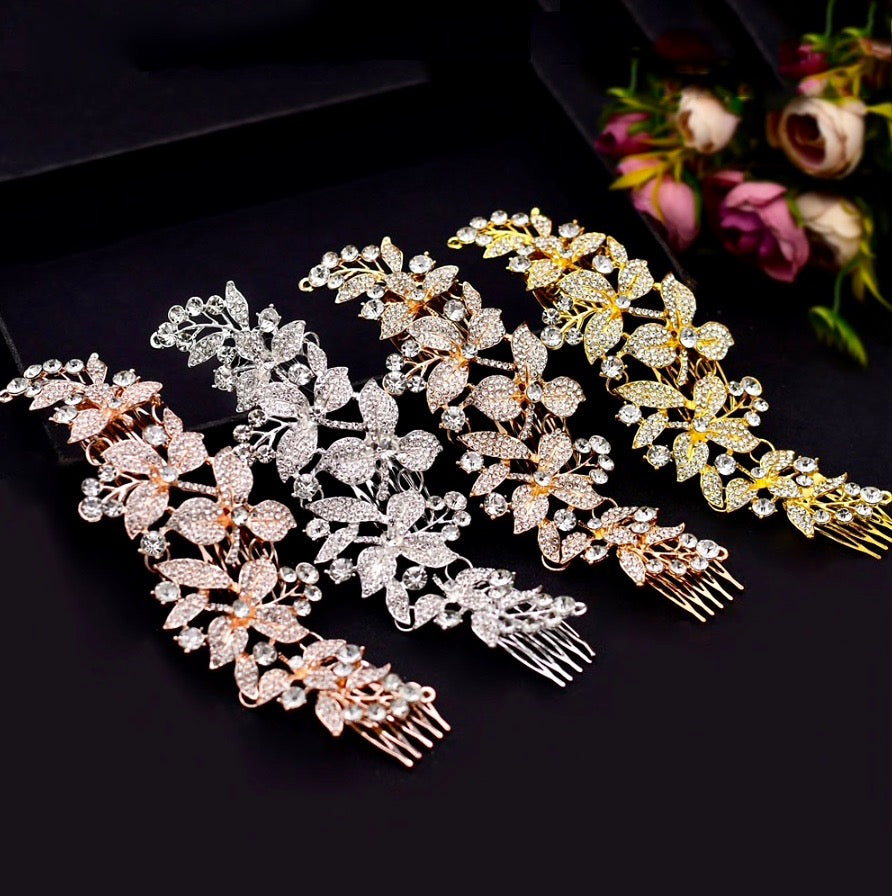 Ariel - Austrian Crystal Bridal Hair Comb - Available in Silver, Rose Gold and Yellow Gold