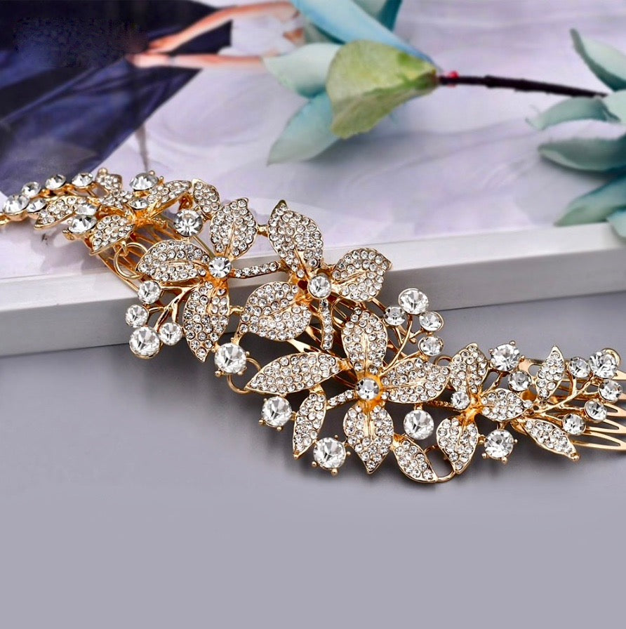 Ariel - Austrian Crystal Bridal Hair Comb - Available in Silver, Rose Gold and Yellow Gold