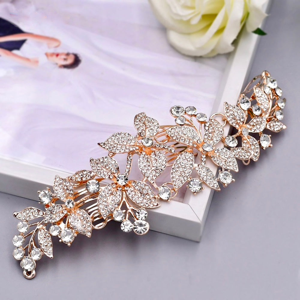Ariel - Austrian Crystal Bridal Hair Comb - Available in Silver, Rose Gold and Yellow Gold