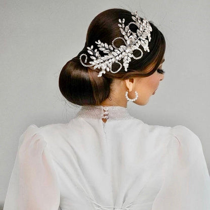 "Dacia" - 1920s Style Silver Bridal Hair Accessory