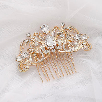 "Meara" - Crystal Bridal Hair Comb - Available in Rose Gold, Yellow Gold and Silver