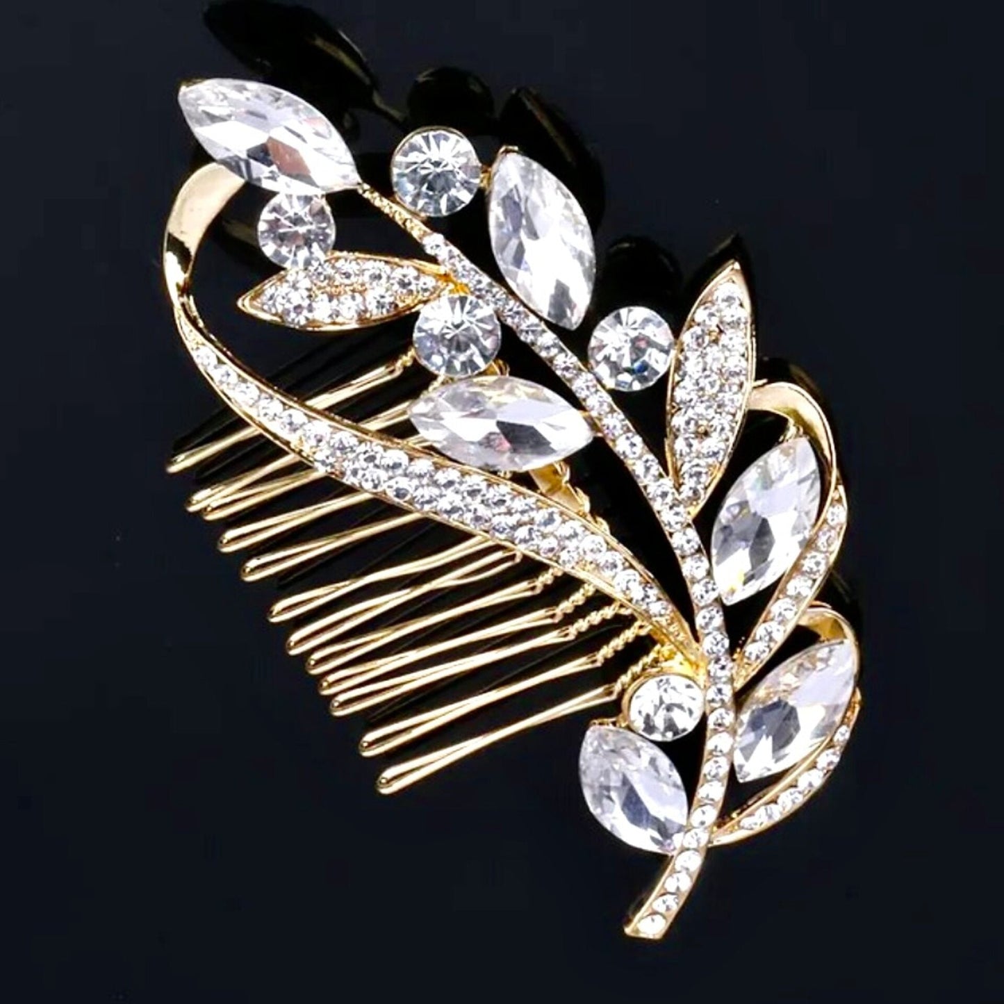 "Dana" - Crystal Bridal Hair Comb - Available in Silver and Gold