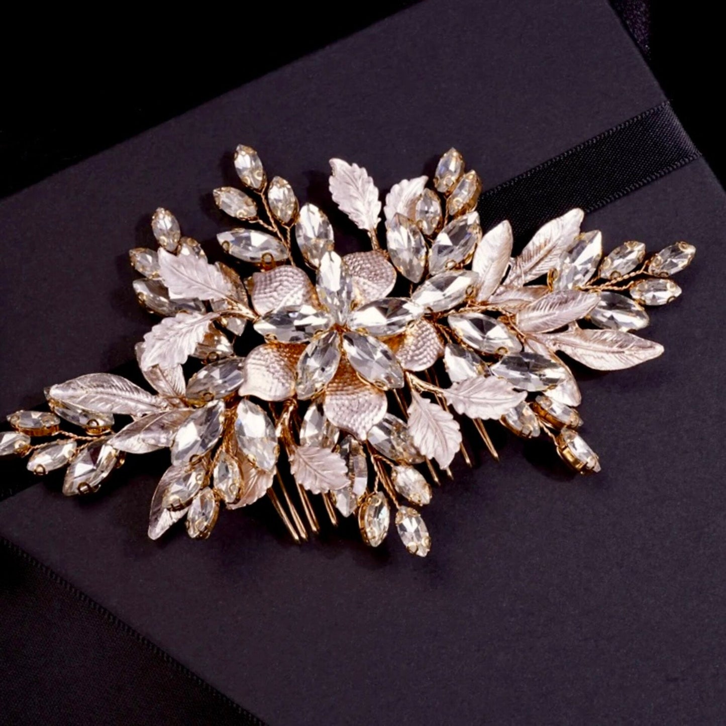 "Mikayla" - Crystal Bridal Hair Comb - Available in Silver, Rose Gold and Yellow Gold