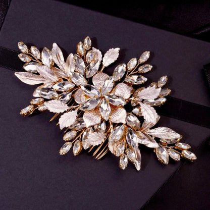 "Mikayla" - Crystal Bridal Hair Comb - Available in Silver, Rose Gold and Yellow Gold