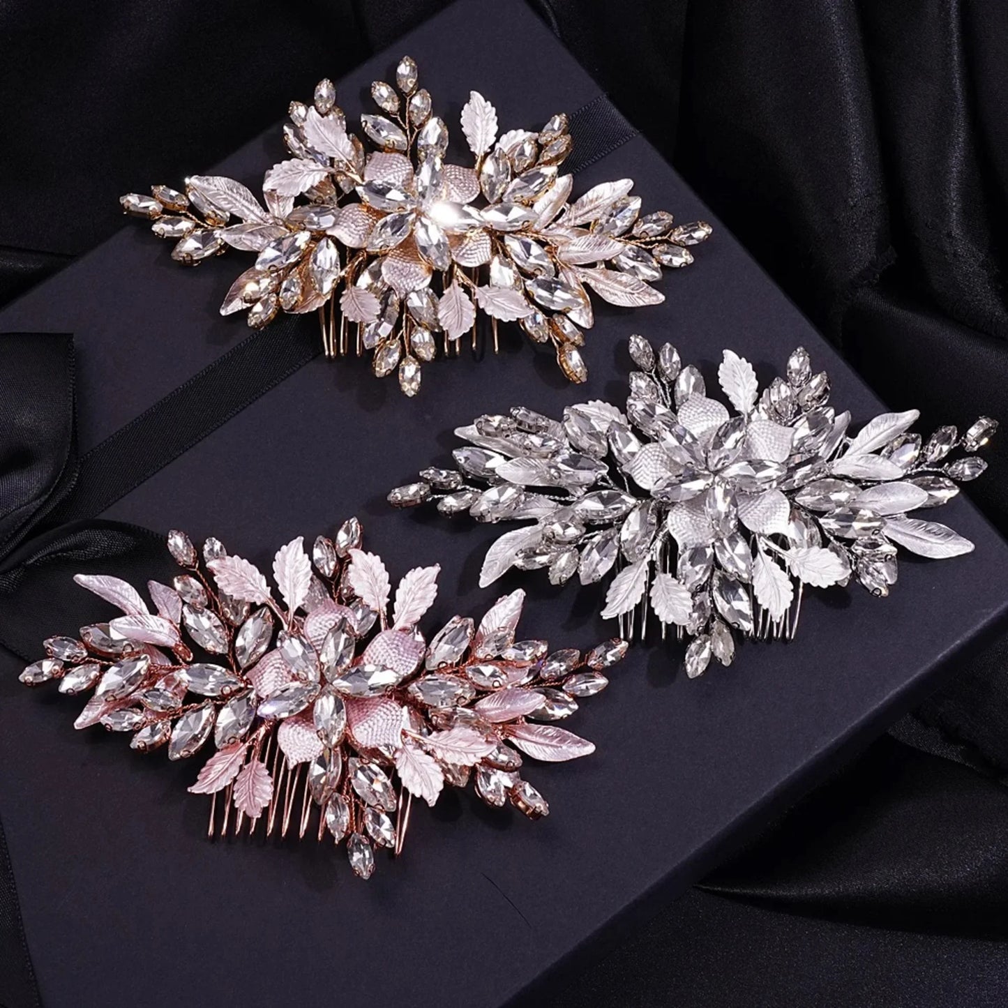 "Mikayla" - Crystal Bridal Hair Comb - Available in Silver, Rose Gold and Yellow Gold