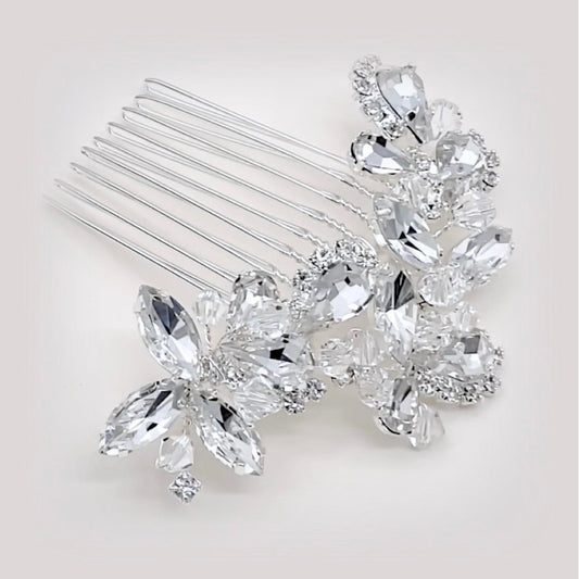 "Kinsley" - Crystal Bridal Hair Comb - Available in Silver, Rose Gold and Yellow Gold