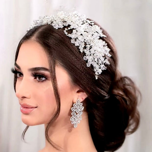 "Ira" - Silver Crystal Bridal Headband