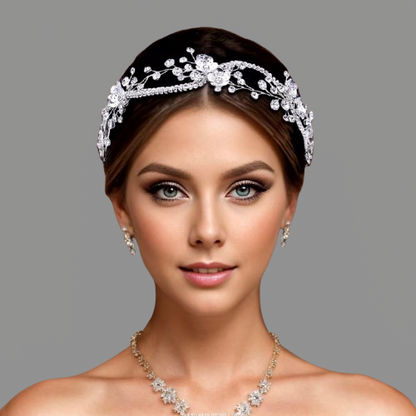 Tylaine - Silver Crystal Bridal Headband