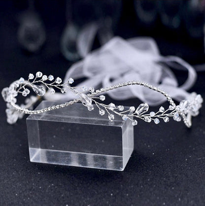 "Aya" - Crystal Bridal Headband / Hair Vine