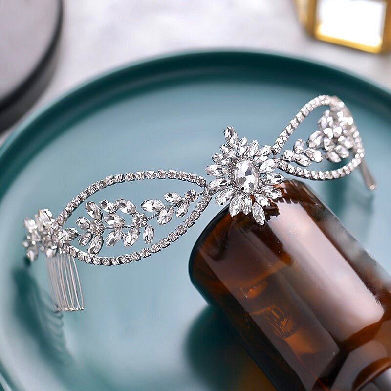Raelyn - Crystal Bridal Headband / Hair Vine - Available in Silver, Rose Gold and Yellow Gold