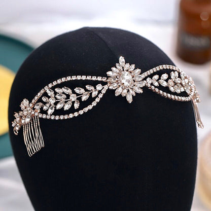 Raelyn - Crystal Bridal Headband / Hair Vine - Available in Silver, Rose Gold and Yellow Gold