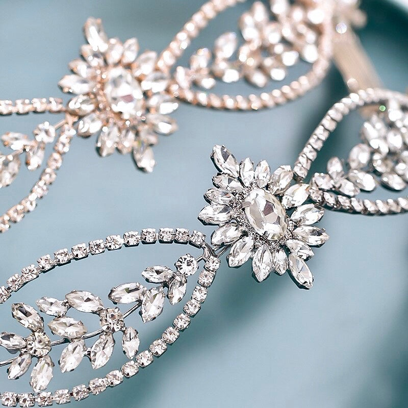 Raelyn - Crystal Bridal Headband / Hair Vine - Available in Silver, Rose Gold and Yellow Gold