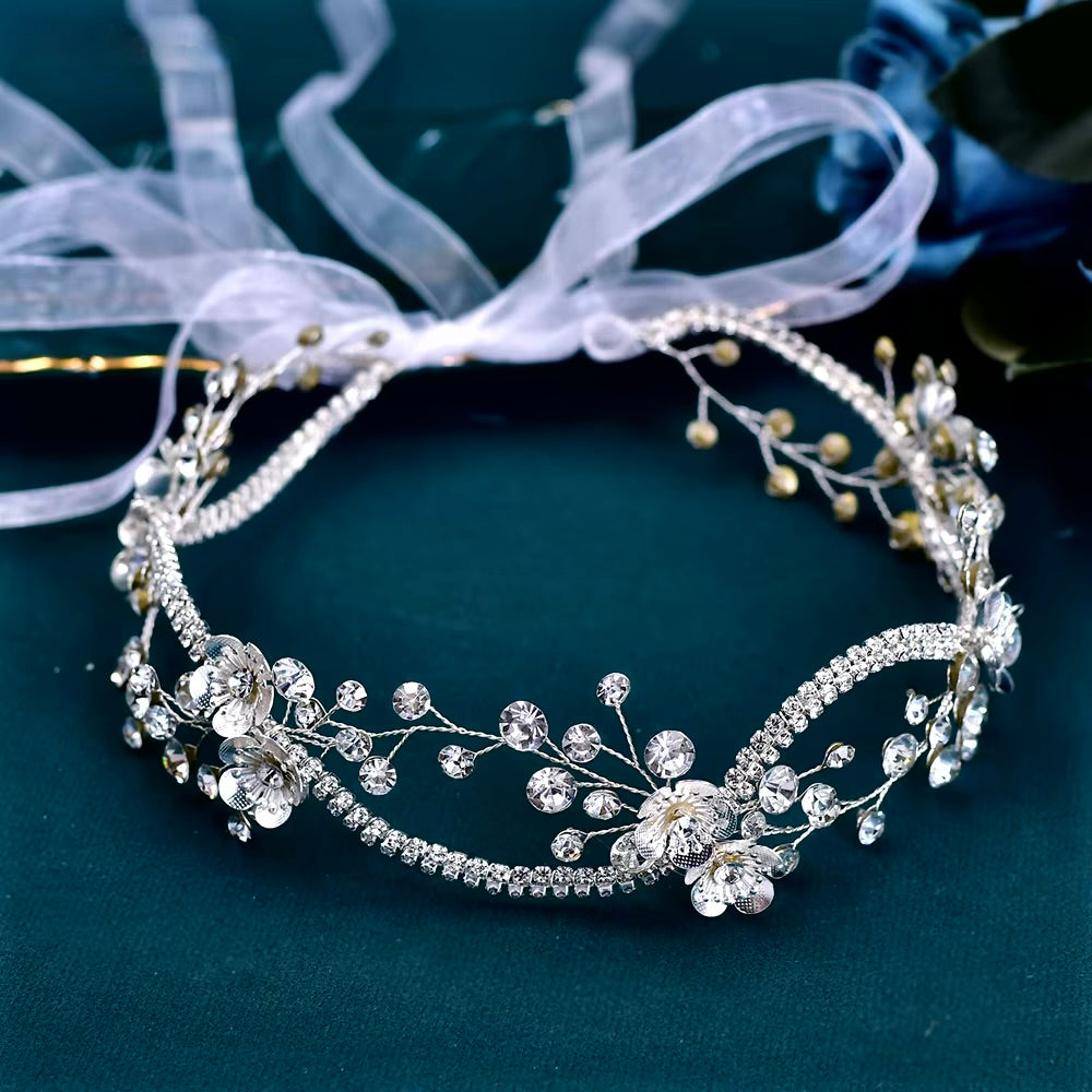 Tylaine - Silver Crystal Bridal Headband