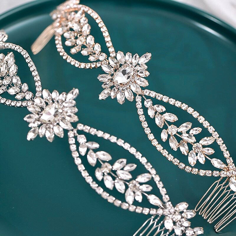 Raelyn - Crystal Bridal Headband / Hair Vine - Available in Silver, Rose Gold and Yellow Gold