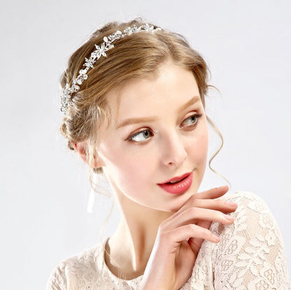 Marianne - Crystal and Pearl Bridal Headband - Available in Gold and Silver