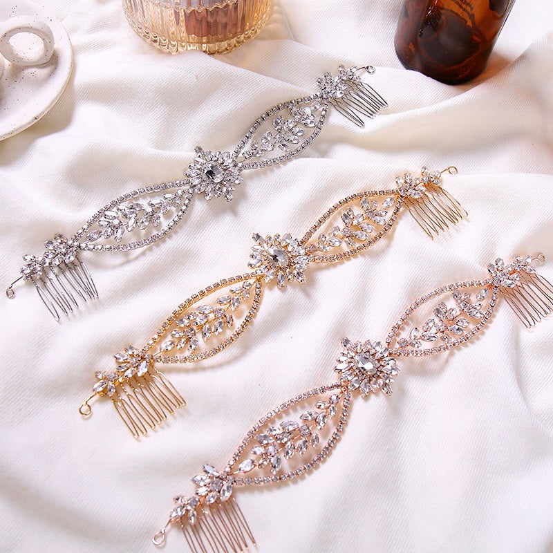 Raelyn - Crystal Bridal Headband / Hair Vine - Available in Silver, Rose Gold and Yellow Gold
