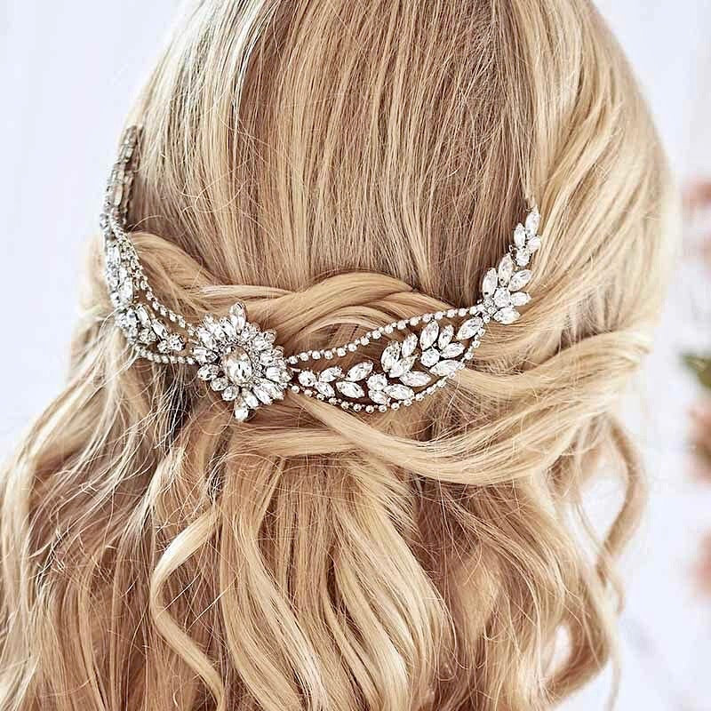 Raelyn - Crystal Bridal Headband / Hair Vine - Available in Silver, Rose Gold and Yellow Gold