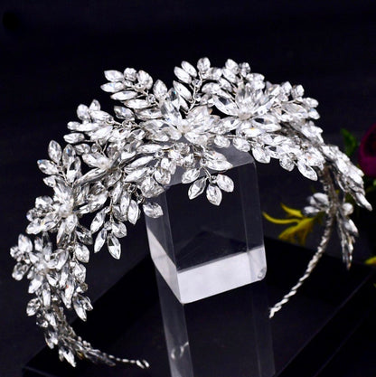 Belladonna - Silver Cubic Zirconia and Pearl Bridal Hair Accessory