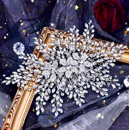 Gretchen - Silver Crystal Bridal Headdress