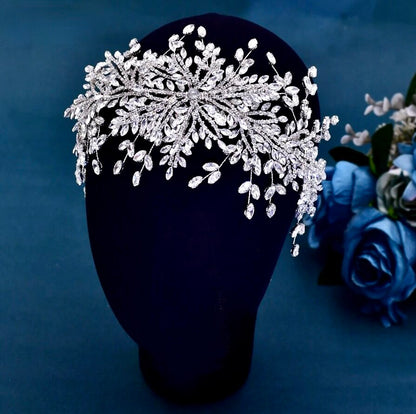 Coretta - Silver Crystal Bridal Headdress