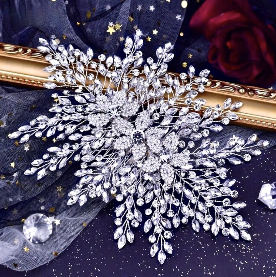 Gretchen - Silver Crystal Bridal Headdress