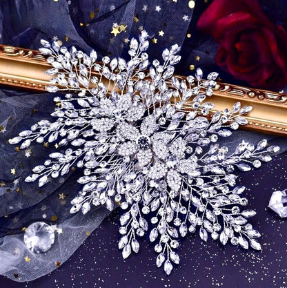 Gretchen - Silver Crystal Bridal Headdress