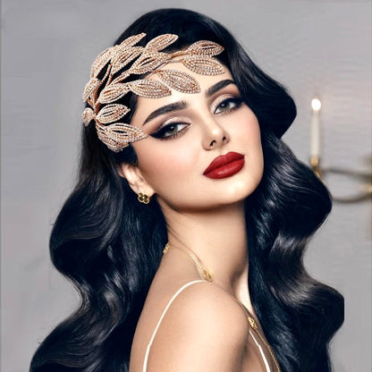 Dayra - Crystal Leaf Bridal Headdress - Available in Silver and Gold