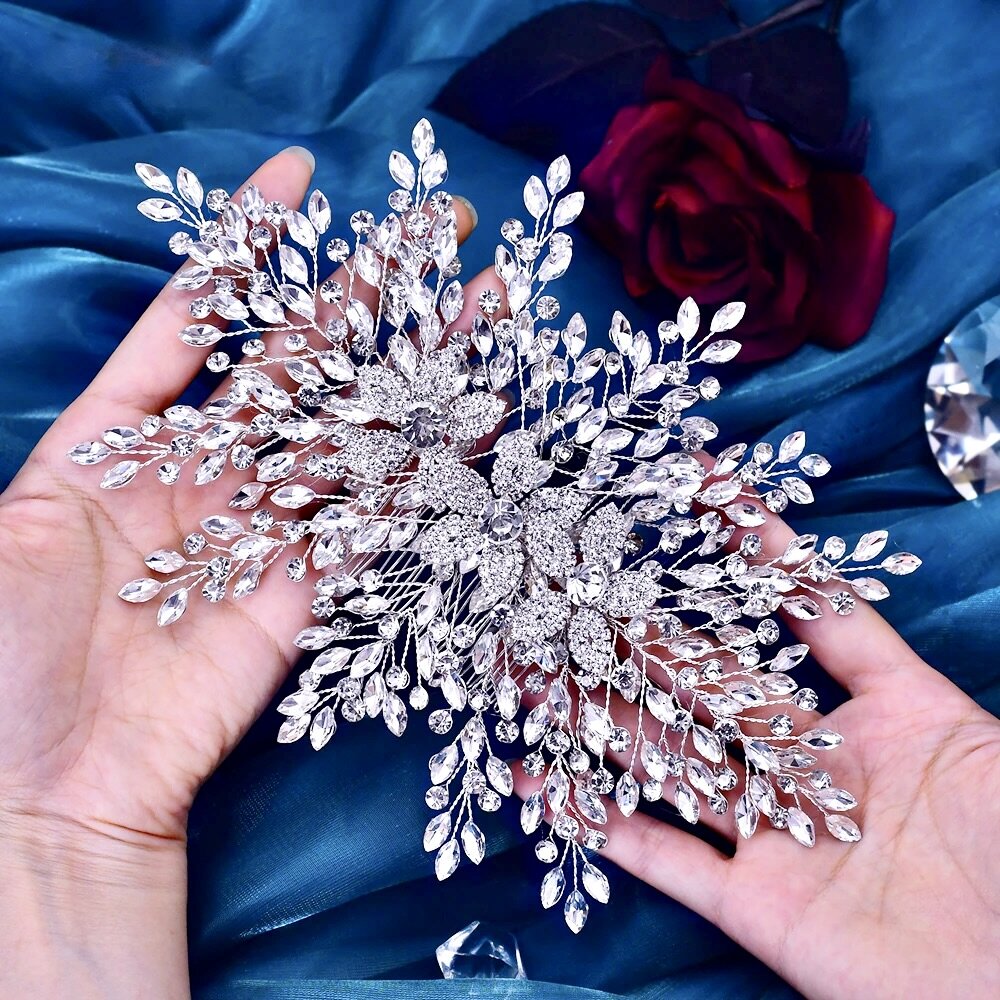 Gretchen - Silver Crystal Bridal Headdress