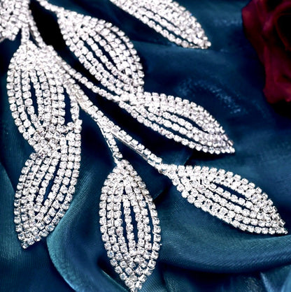 Dayra - Crystal Leaf Bridal Headdress - Available in Silver and Gold