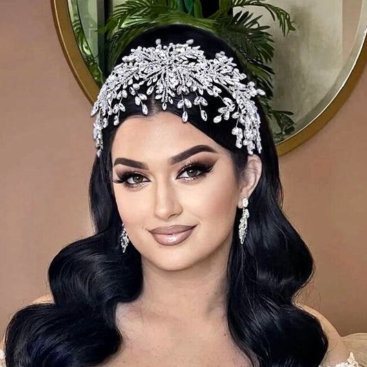 Coretta - Silver Crystal Bridal Headdress