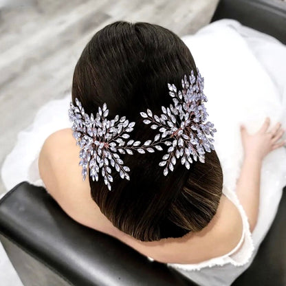 "Carmela" - Bridal Rhinestone Double Hair Comb - Available in Silver, Rose Gold and Yellow Gold