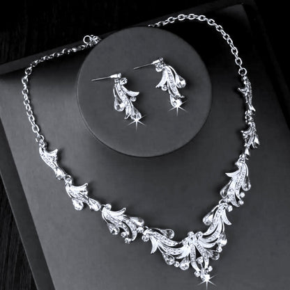"Taline" - Silver Cubic Zirconia 3-Piece Bridal Jewelry Set With Tiara