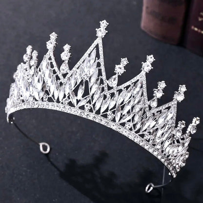 "Taline" - Silver Cubic Zirconia 3-Piece Bridal Jewelry Set With Tiara