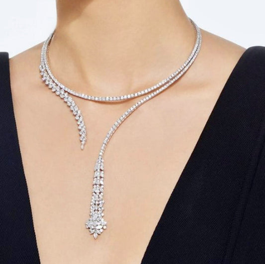 Delia - Crystal Bridal Necklace Set - Available in Silver and Gold