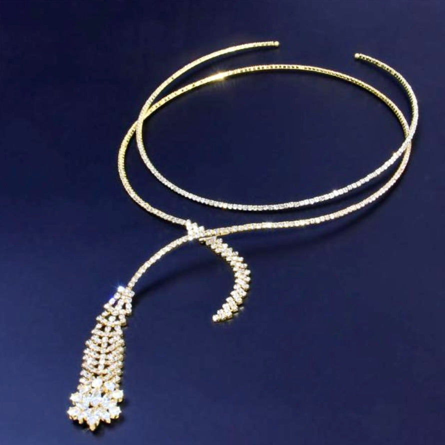 Delia - Crystal Bridal Necklace Set - Available in Silver and Gold