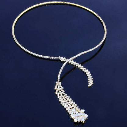 Delia - Crystal Bridal Necklace Set - Available in Silver and Gold