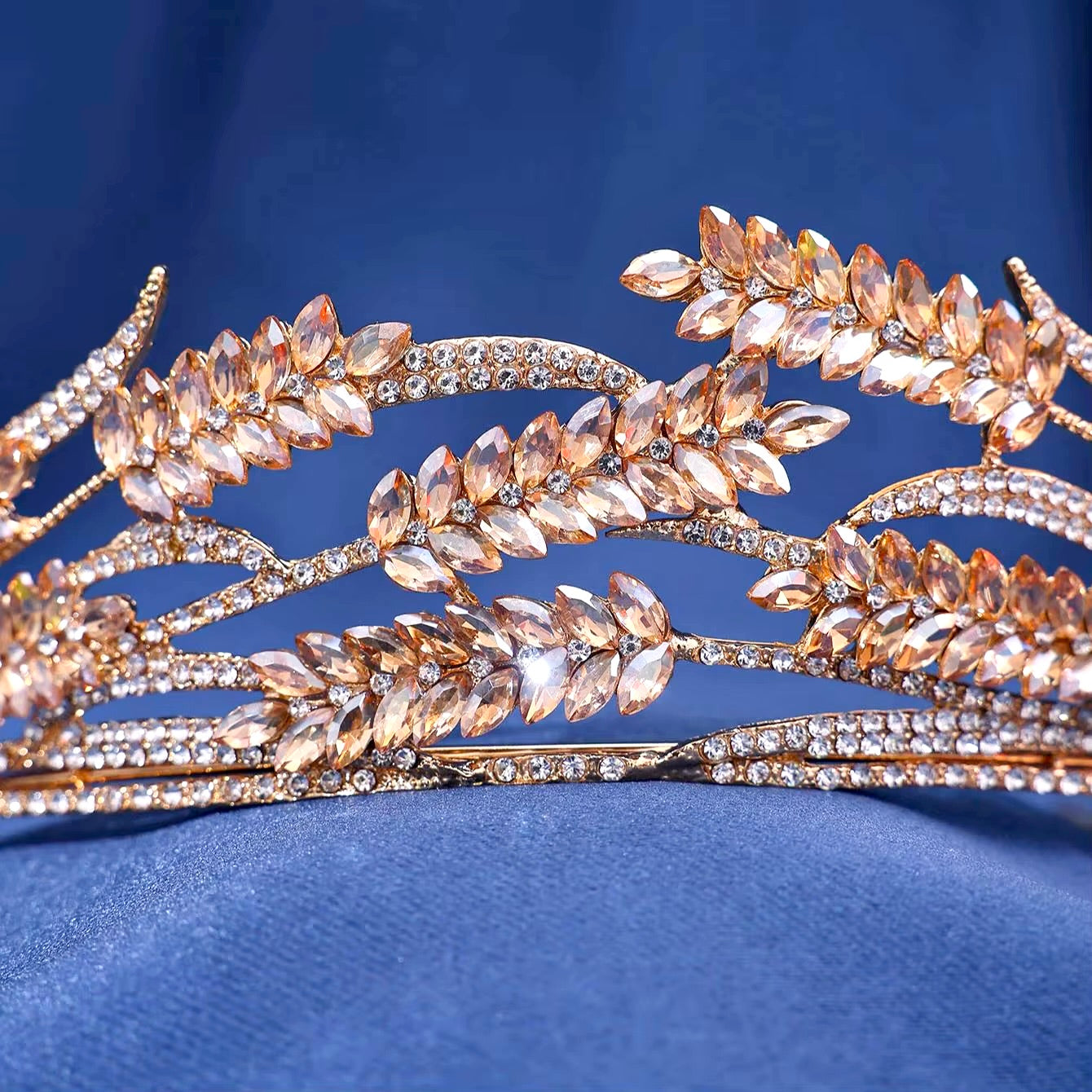 Morgan - Crystal Wedding Tiara - Available in Gold and Silver