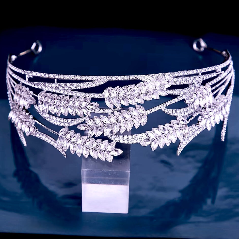 Morgan - Crystal Wedding Tiara - Available in Gold and Silver