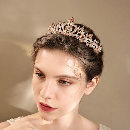 Nicolette - Rhinestone Bridal Tiara - Available in Silver, Yellow Gold and Rose Gold