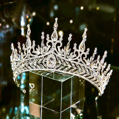 Teyana - Cubic Zirconia Tall Bridal Tiara - Available in Silver and Gold