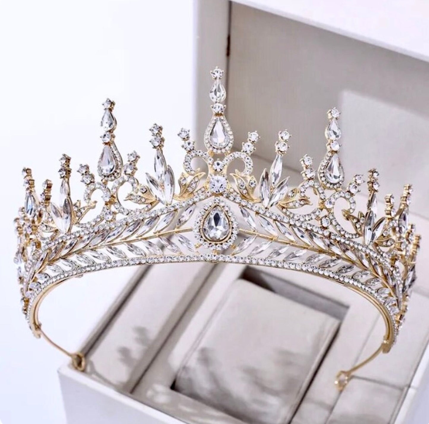 Teyana - Cubic Zirconia Tall Bridal Tiara - Available in Silver and Gold