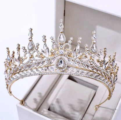 Teyana - Cubic Zirconia Tall Bridal Tiara - Available in Silver and Gold