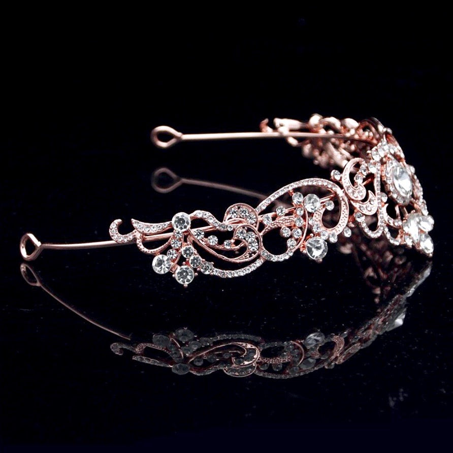 "Nikita" - Rhinestone Bridal Tiara - Available in Silver, Yellow Gold and Rose Gold