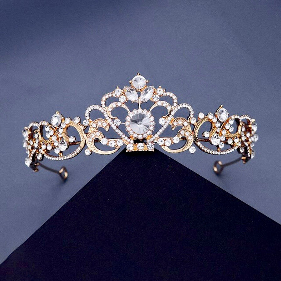 "Nikita" - Rhinestone Bridal Tiara - Available in Silver, Yellow Gold and Rose Gold