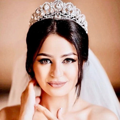 Chrysta - Rhinestone Bridal Tiara - Available in Silver, Rose Gold and Yellow Gold