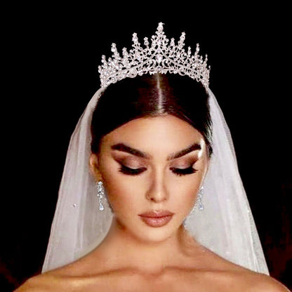 Gayle - Silver Cubic Zirconia 3-Piece Bridal Jewelry Set With Tiara
