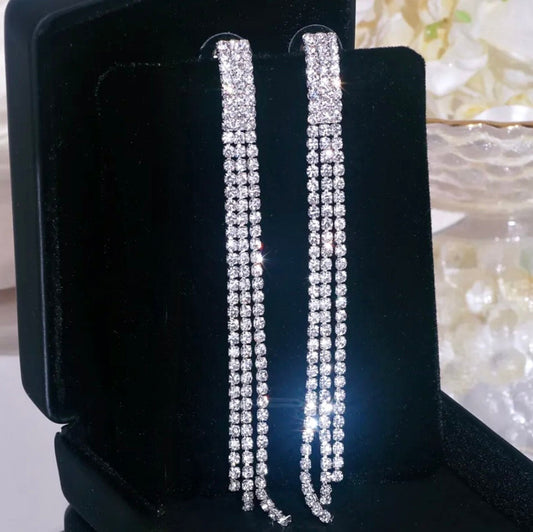 Adalynn - Crystal Bridal Long Earrings