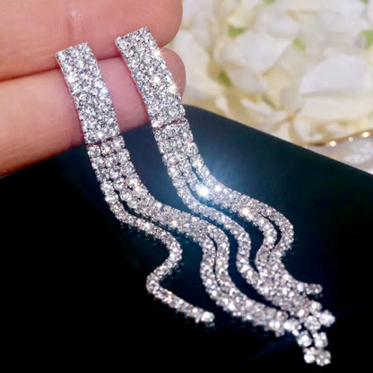 Adalynn - Crystal Bridal Long Earrings