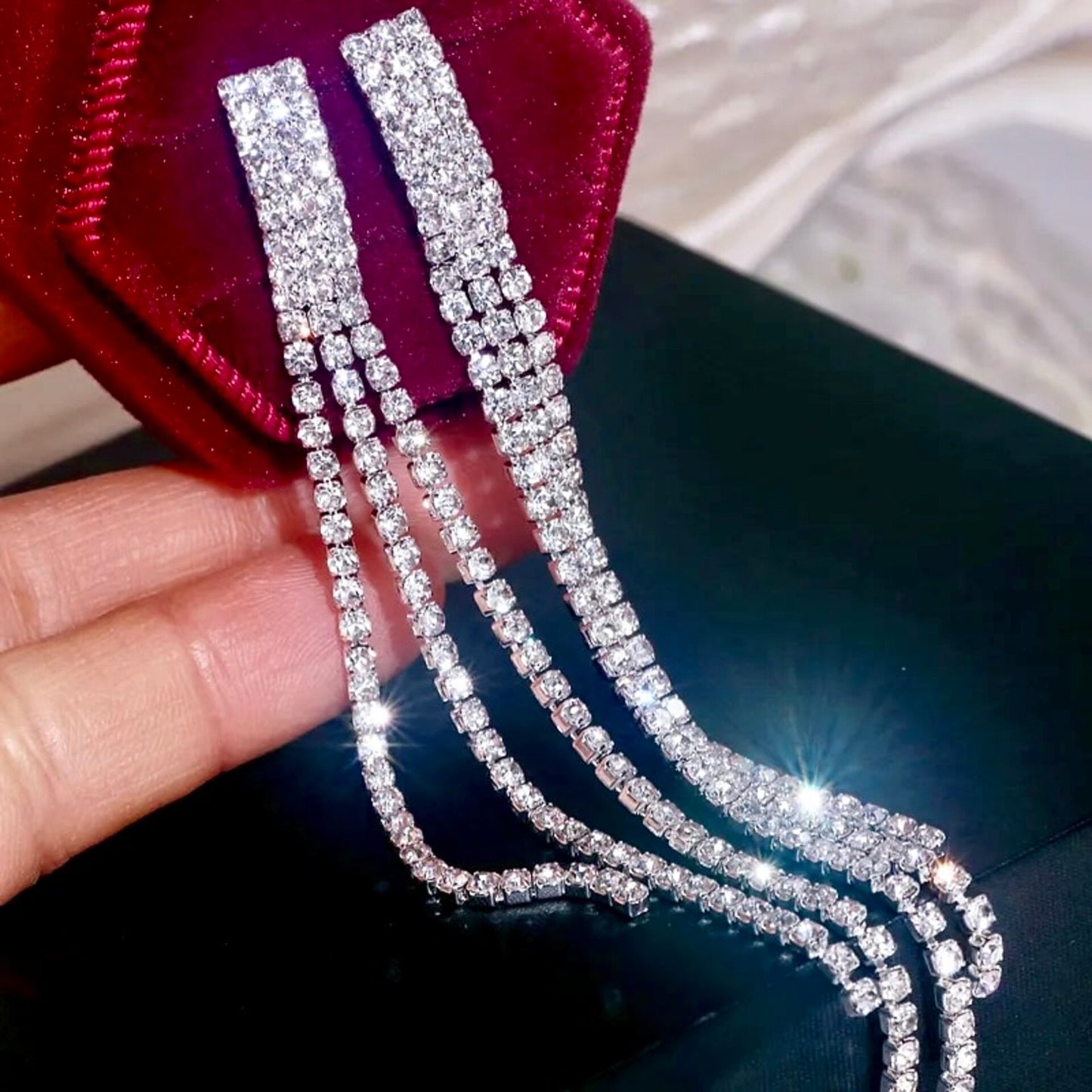 Adalynn - Crystal Bridal Long Earrings