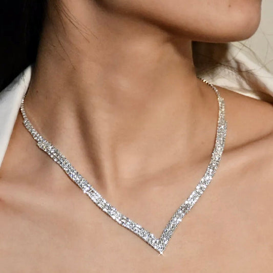 Adalynn - Crystal V-Shaped Bridal Necklace
